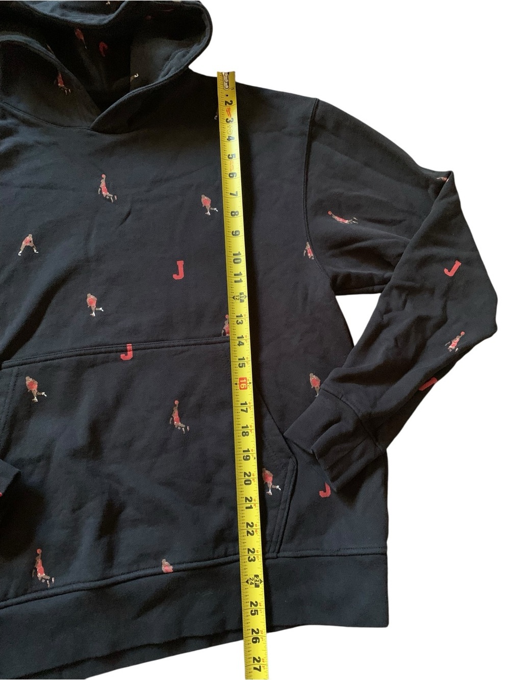 Jordan Jumpman Retro Basketball All Over Print Black Hoodie Mens Medium - Picture 6 of 6